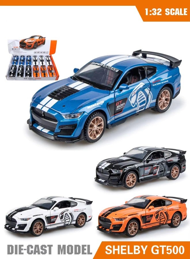 PEZYOX Exclusive Alloy Metal Pull Back Die-cast Car Model with Sound Light Mini Auto Toy for Kids Metal Model Toy Car with Sound and Light [New Model] (1.32 Scale Mustang Shelby GT500-WHITE) - Image 4